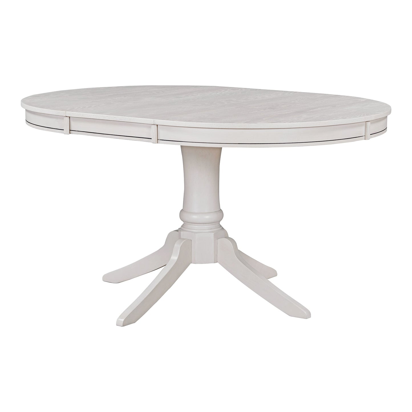 TREXM 5 - Piece Retro Functional Dining Table Set Wood Round Extendable Dining Table and 4 Upholstered Dining Chairs (Antique White) - 1st Choice Furniture Direct