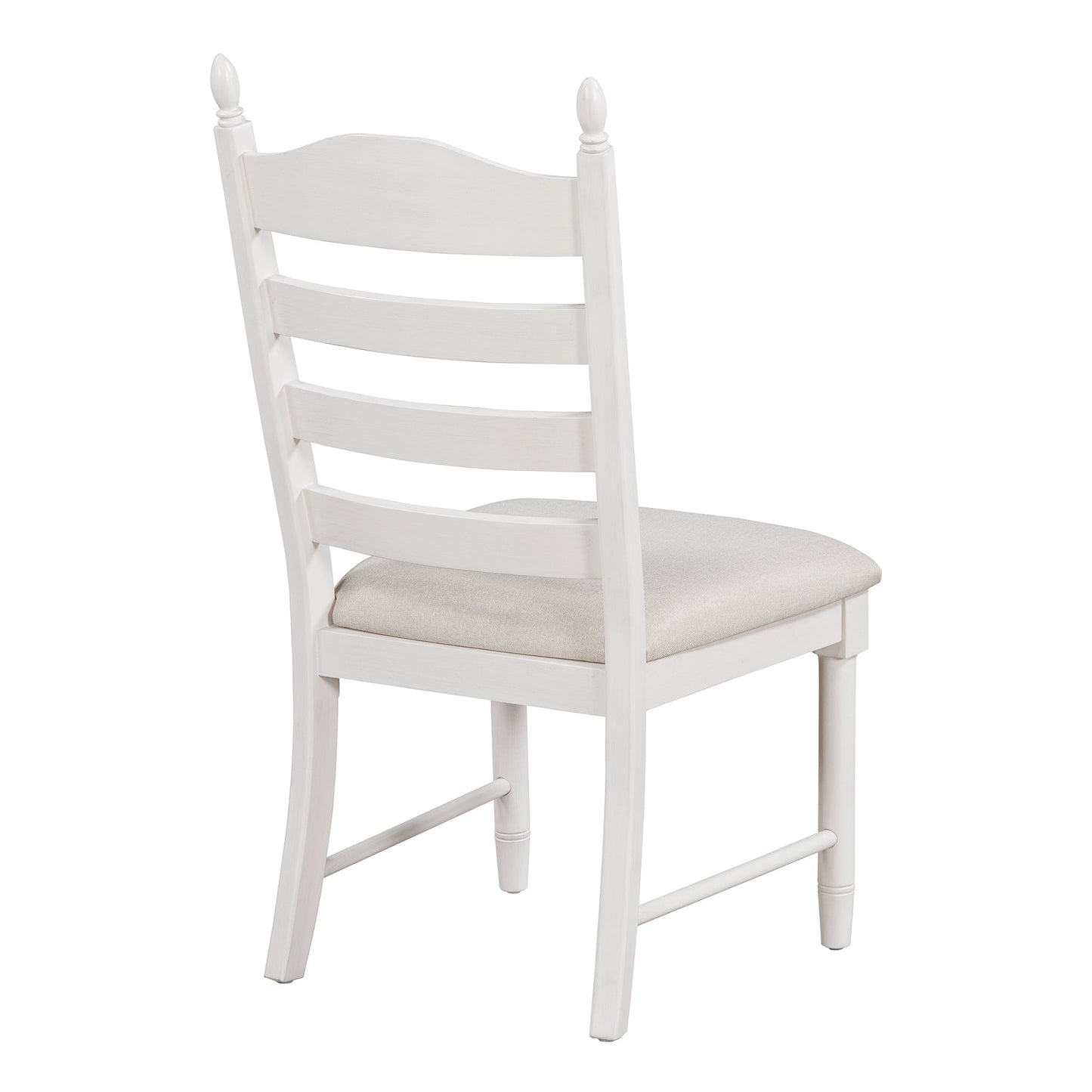 TREXM 5 - Piece Retro Functional Dining Table Set Wood Round Extendable Dining Table and 4 Upholstered Dining Chairs (Antique White) - 1st Choice Furniture Direct