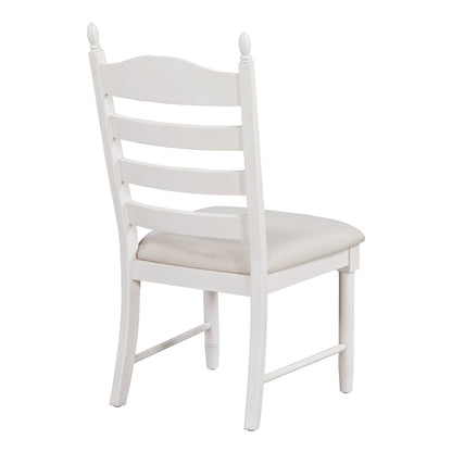 TREXM 5 - Piece Retro Functional Dining Table Set Wood Round Extendable Dining Table and 4 Upholstered Dining Chairs (Antique White) - 1st Choice Furniture Direct