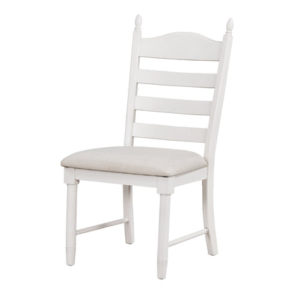 TREXM 5 - Piece Retro Functional Dining Table Set Wood Round Extendable Dining Table and 4 Upholstered Dining Chairs (Antique White) - 1st Choice Furniture Direct