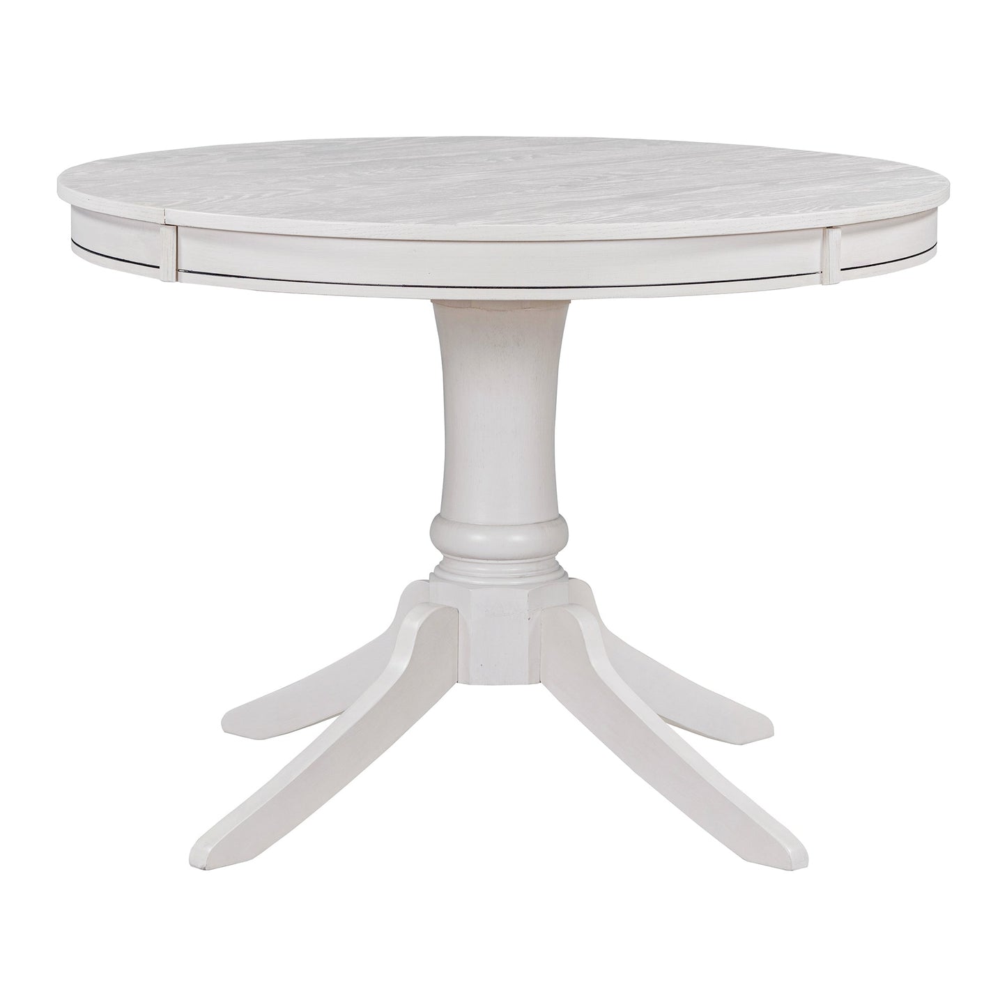 TREXM 5 - Piece Retro Functional Dining Table Set Wood Round Extendable Dining Table and 4 Upholstered Dining Chairs (Antique White) - 1st Choice Furniture Direct