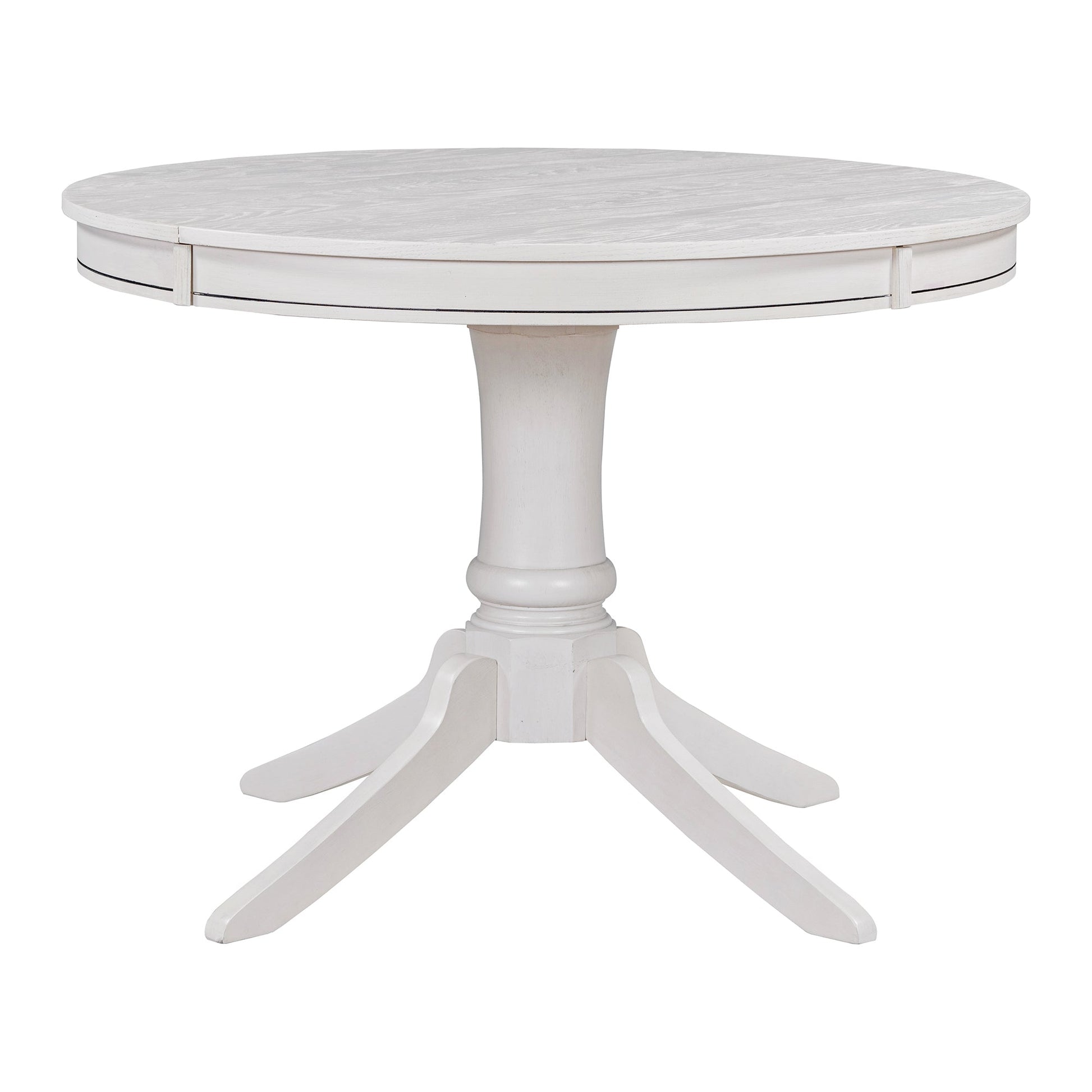 TREXM 5 - Piece Retro Functional Dining Table Set Wood Round Extendable Dining Table and 4 Upholstered Dining Chairs (Antique White) - 1st Choice Furniture Direct
