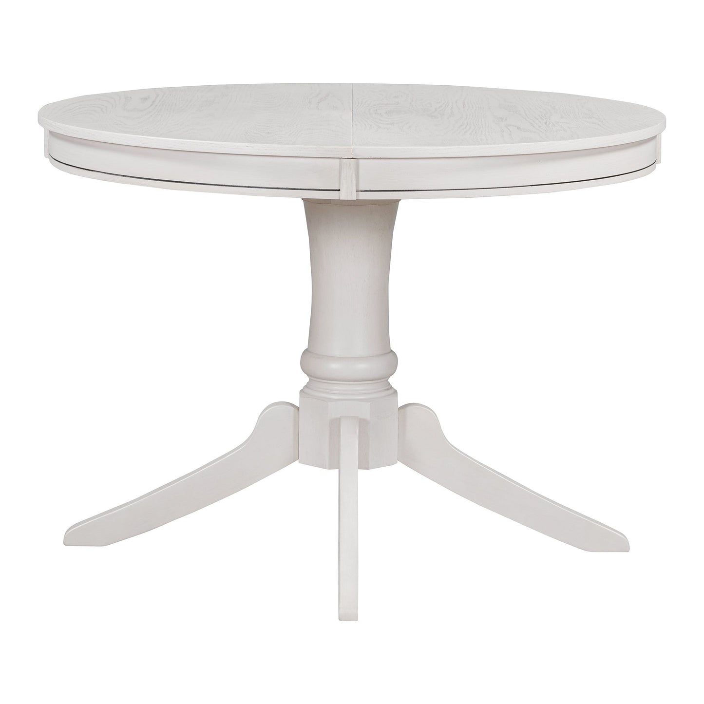 TREXM 5 - Piece Retro Functional Dining Table Set Wood Round Extendable Dining Table and 4 Upholstered Dining Chairs (Antique White) - 1st Choice Furniture Direct
