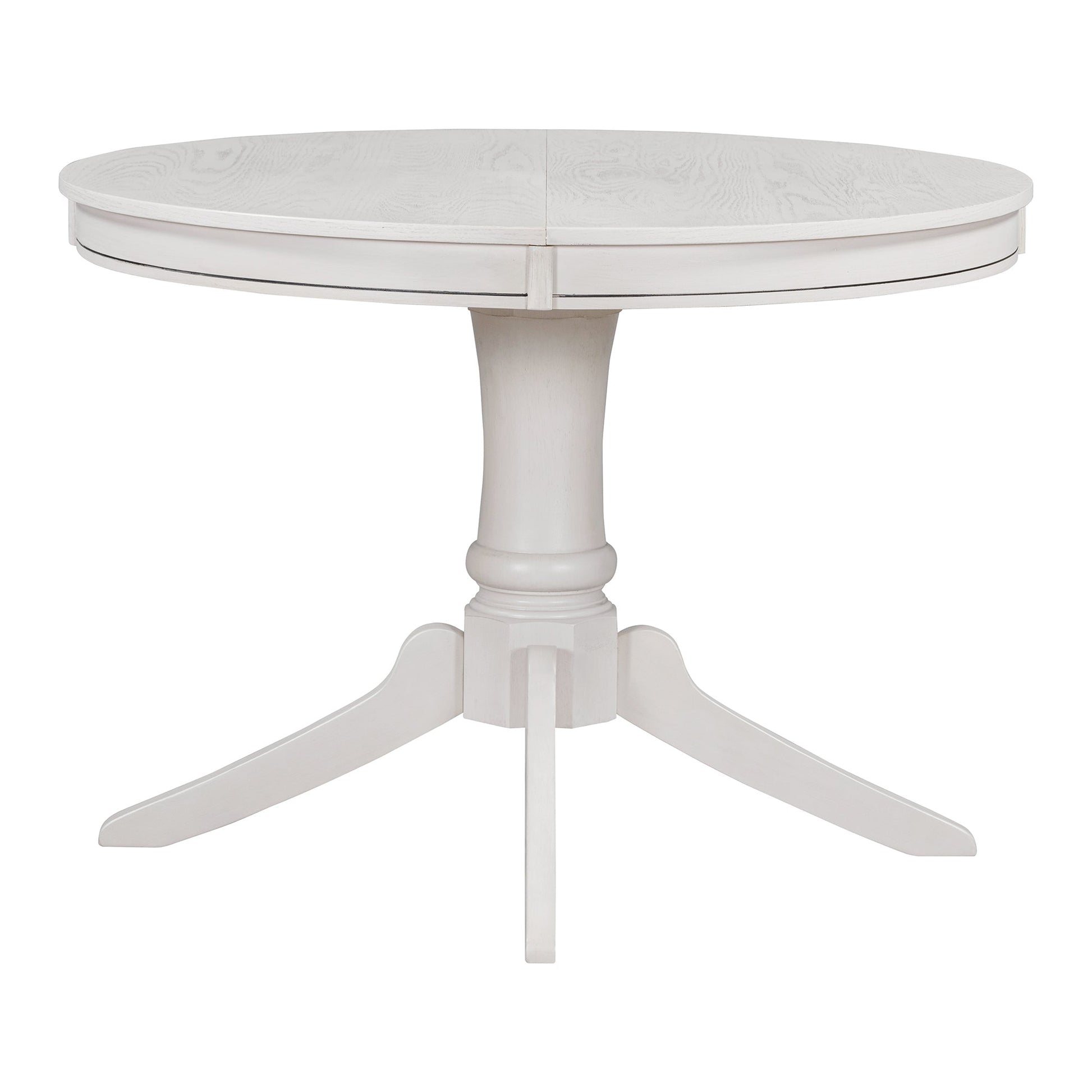 TREXM 5 - Piece Retro Functional Dining Table Set Wood Round Extendable Dining Table and 4 Upholstered Dining Chairs (Antique White) - 1st Choice Furniture Direct