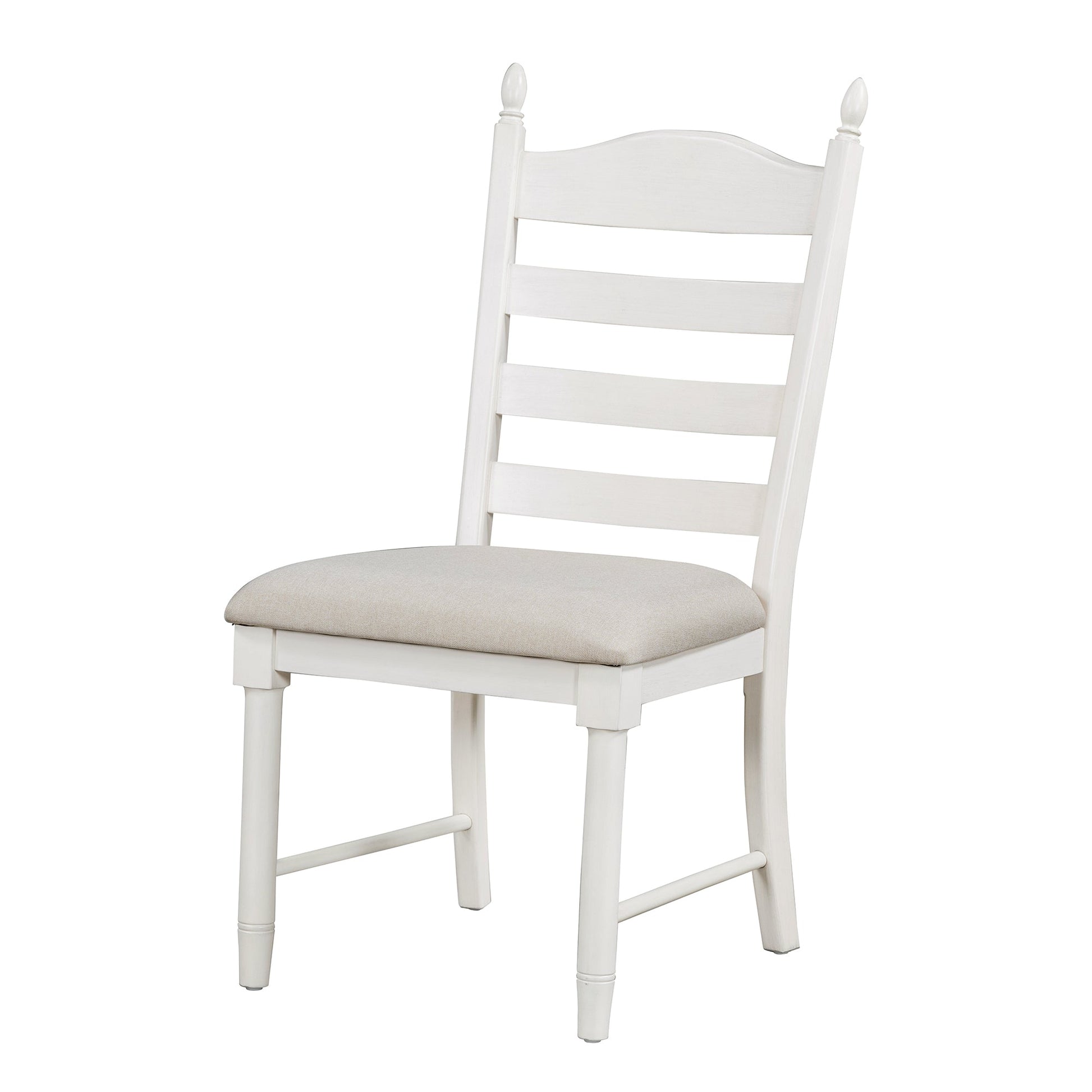 TREXM 5 - Piece Retro Functional Dining Table Set Wood Round Extendable Dining Table and 4 Upholstered Dining Chairs (Off White) - 1st Choice Furniture Direct