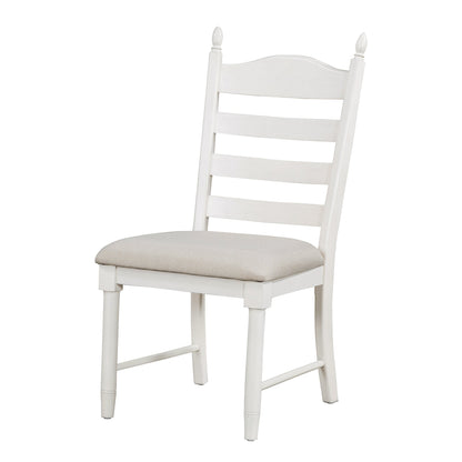 TREXM 5 - Piece Retro Functional Dining Table Set Wood Round Extendable Dining Table and 4 Upholstered Dining Chairs (Off White) - 1st Choice Furniture Direct