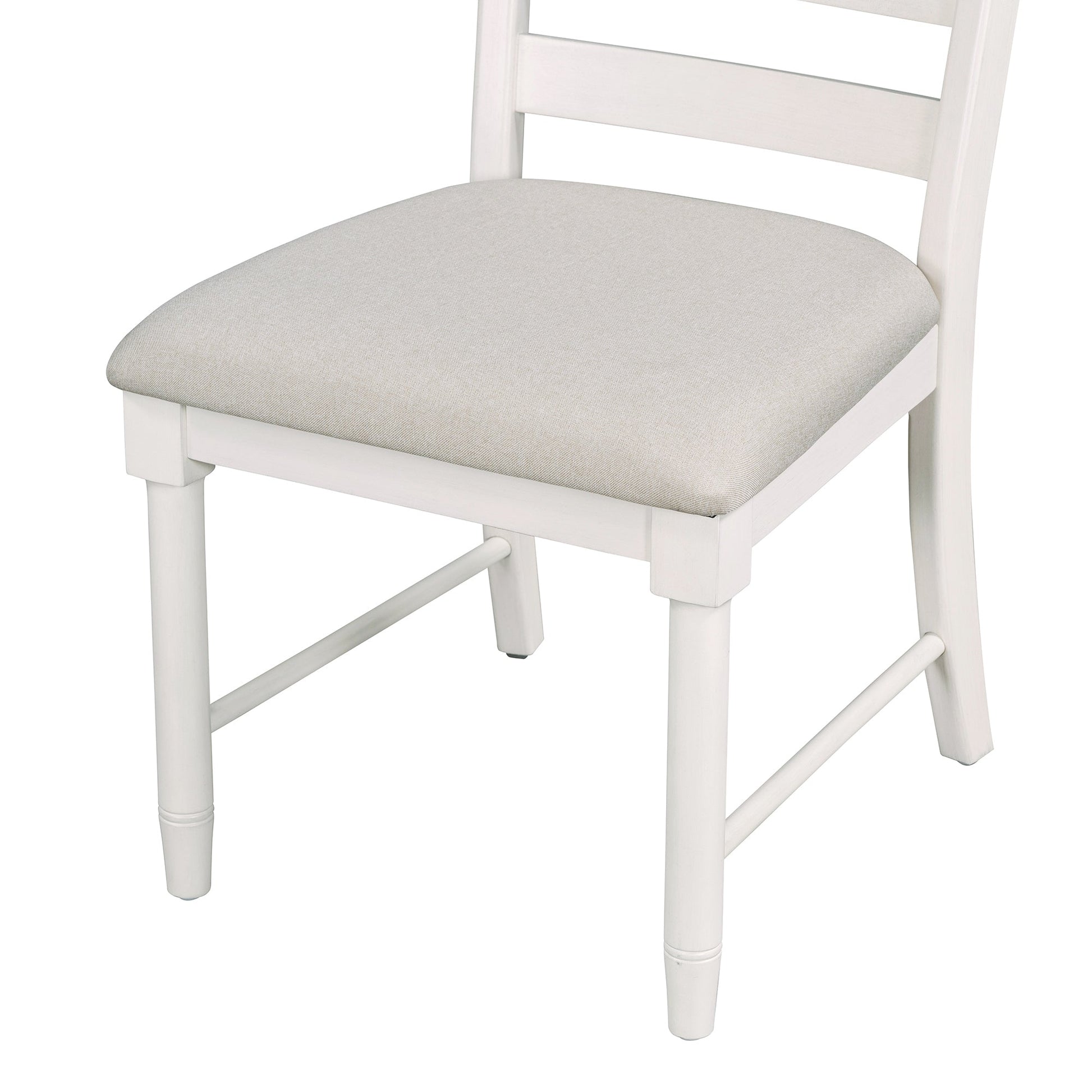 TREXM 5 - Piece Retro Functional Dining Table Set Wood Round Extendable Dining Table and 4 Upholstered Dining Chairs (Off White) - 1st Choice Furniture Direct