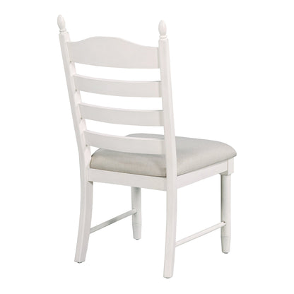 TREXM 5 - Piece Retro Functional Dining Table Set Wood Round Extendable Dining Table and 4 Upholstered Dining Chairs (Off White) - 1st Choice Furniture Direct