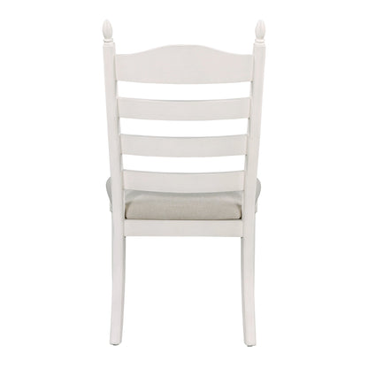 TREXM 5 - Piece Retro Functional Dining Table Set Wood Round Extendable Dining Table and 4 Upholstered Dining Chairs (Off White) - 1st Choice Furniture Direct