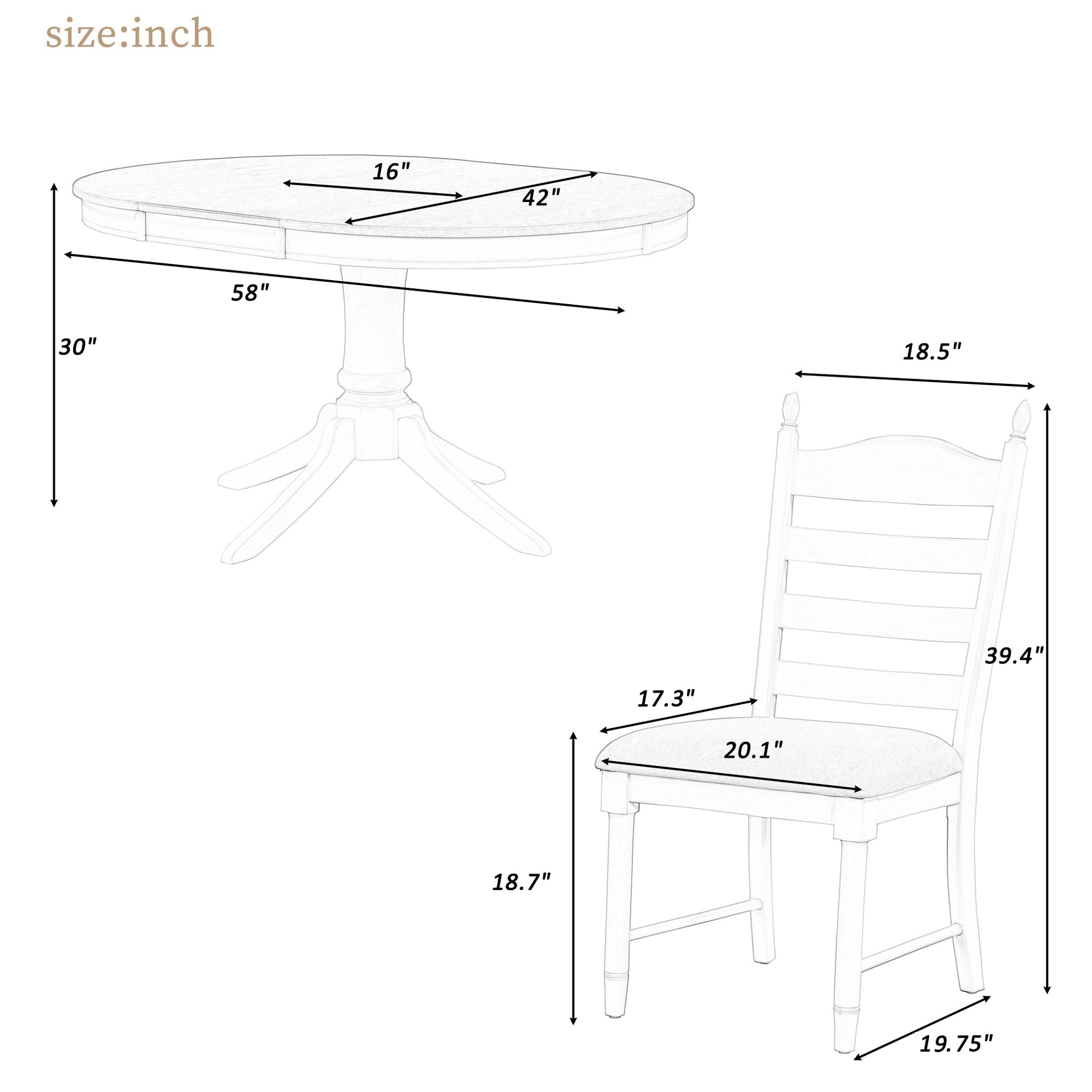 TREXM 5 - Piece Retro Functional Dining Table Set Wood Round Extendable Dining Table and 4 Upholstered Dining Chairs (Off White) - 1st Choice Furniture Direct