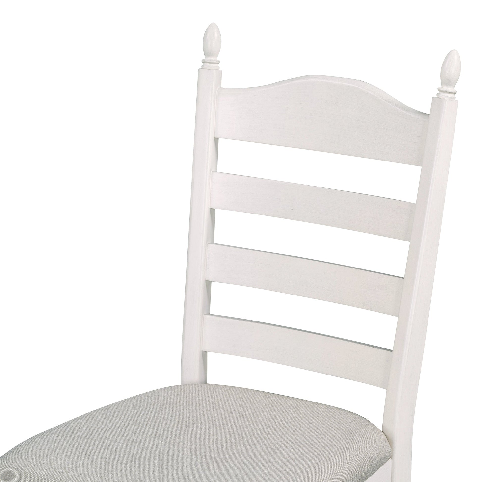 TREXM 5 - Piece Retro Functional Dining Table Set Wood Round Extendable Dining Table and 4 Upholstered Dining Chairs (Off White) - 1st Choice Furniture Direct