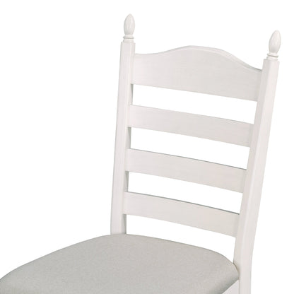 TREXM 5 - Piece Retro Functional Dining Table Set Wood Round Extendable Dining Table and 4 Upholstered Dining Chairs (Off White) - 1st Choice Furniture Direct