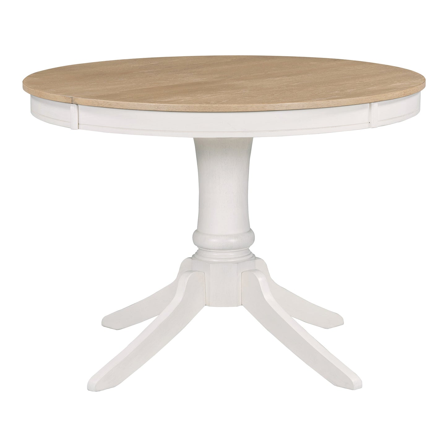 TREXM 5 - Piece Retro Functional Dining Table Set Wood Round Extendable Dining Table and 4 Upholstered Dining Chairs (Off White) - 1st Choice Furniture Direct