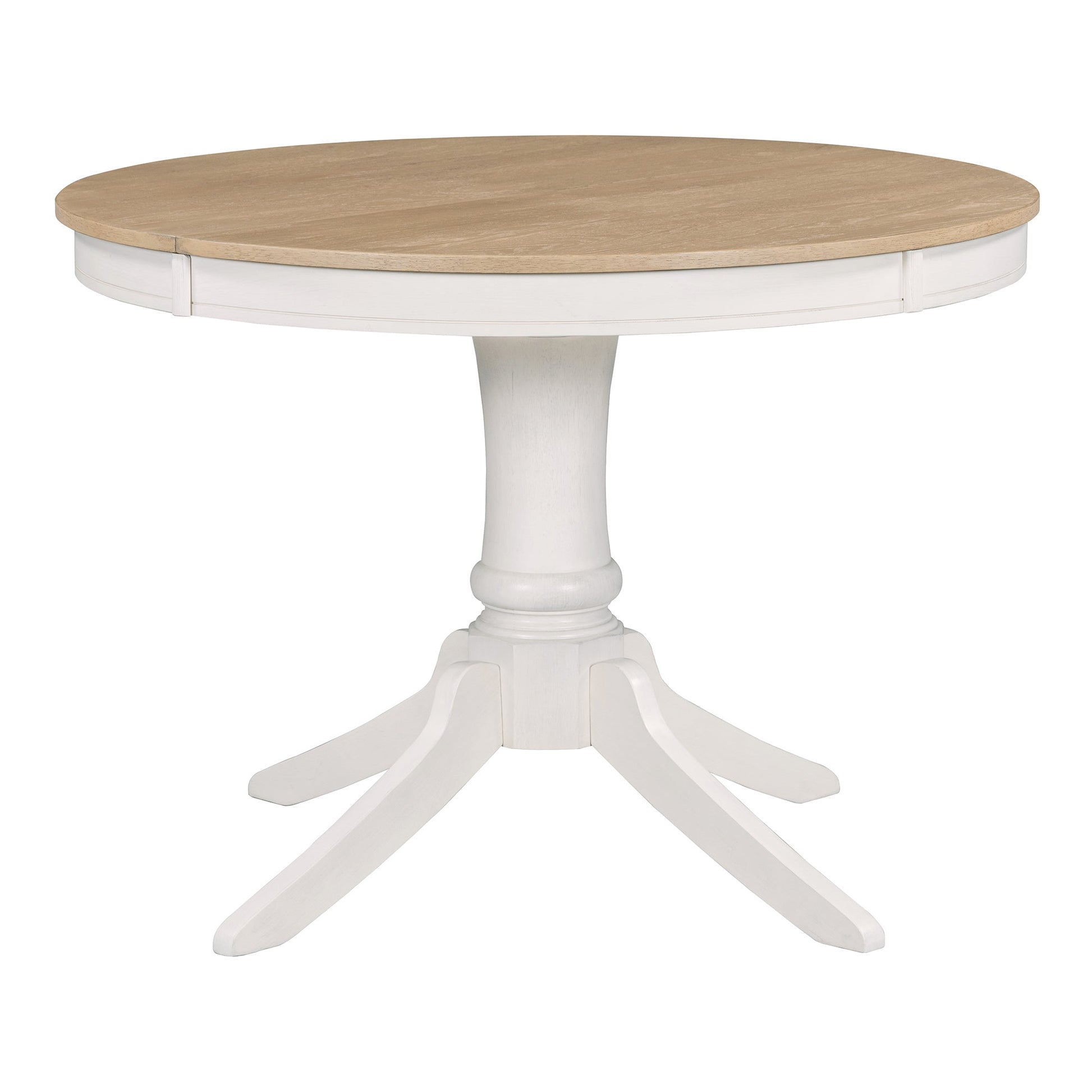 TREXM 5 - Piece Retro Functional Dining Table Set Wood Round Extendable Dining Table and 4 Upholstered Dining Chairs (Off White) - 1st Choice Furniture Direct