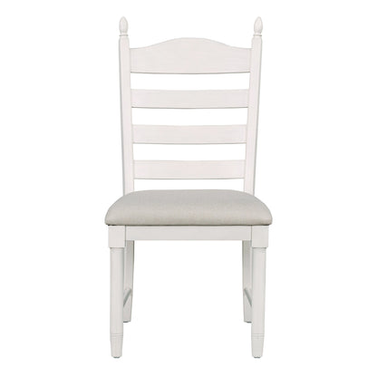 TREXM 5 - Piece Retro Functional Dining Table Set Wood Round Extendable Dining Table and 4 Upholstered Dining Chairs (Off White) - 1st Choice Furniture Direct