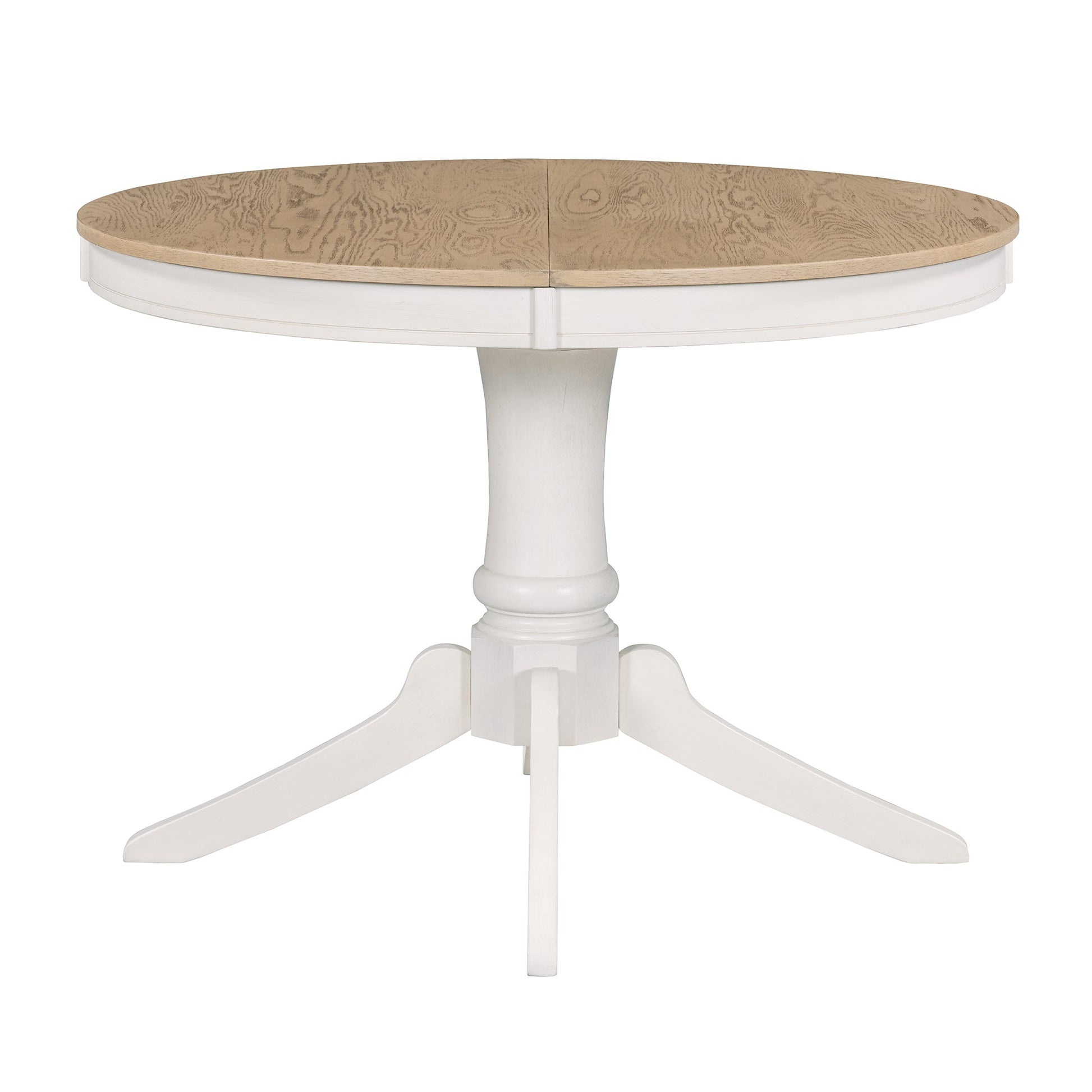 TREXM 5 - Piece Retro Functional Dining Table Set Wood Round Extendable Dining Table and 4 Upholstered Dining Chairs (Off White) - 1st Choice Furniture Direct