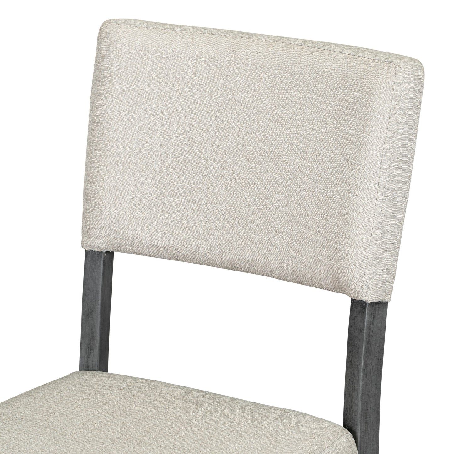 TREXM 5 - Piece Retro Round Dining Table Set with Curved Trestle Style Table Legs and 4 Upholstered Chairs for Dining Room (Dark Gray) - 1st Choice Furniture Direct