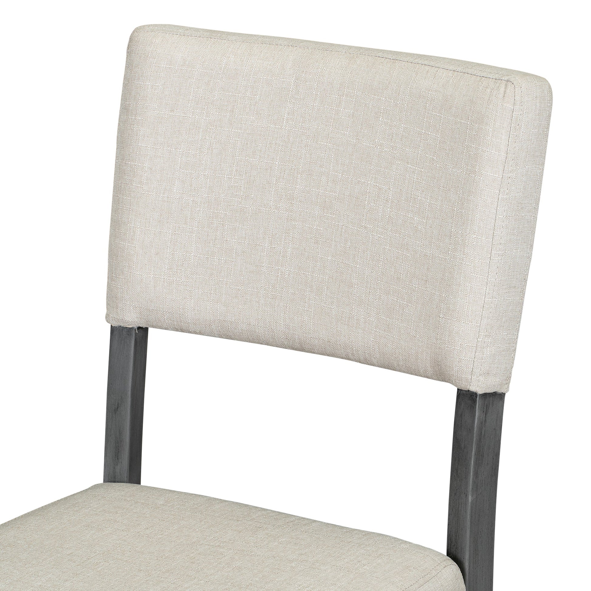 TREXM 5 - Piece Retro Round Dining Table Set with Curved Trestle Style Table Legs and 4 Upholstered Chairs for Dining Room (Dark Gray) - 1st Choice Furniture Direct