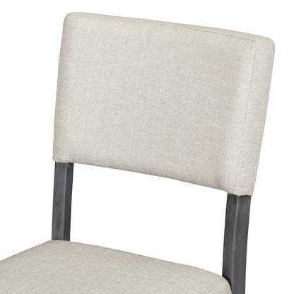 TREXM 5 - Piece Retro Round Dining Table Set with Curved Trestle Style Table Legs and 4 Upholstered Chairs for Dining Room (Dark Gray) - 1st Choice Furniture Direct