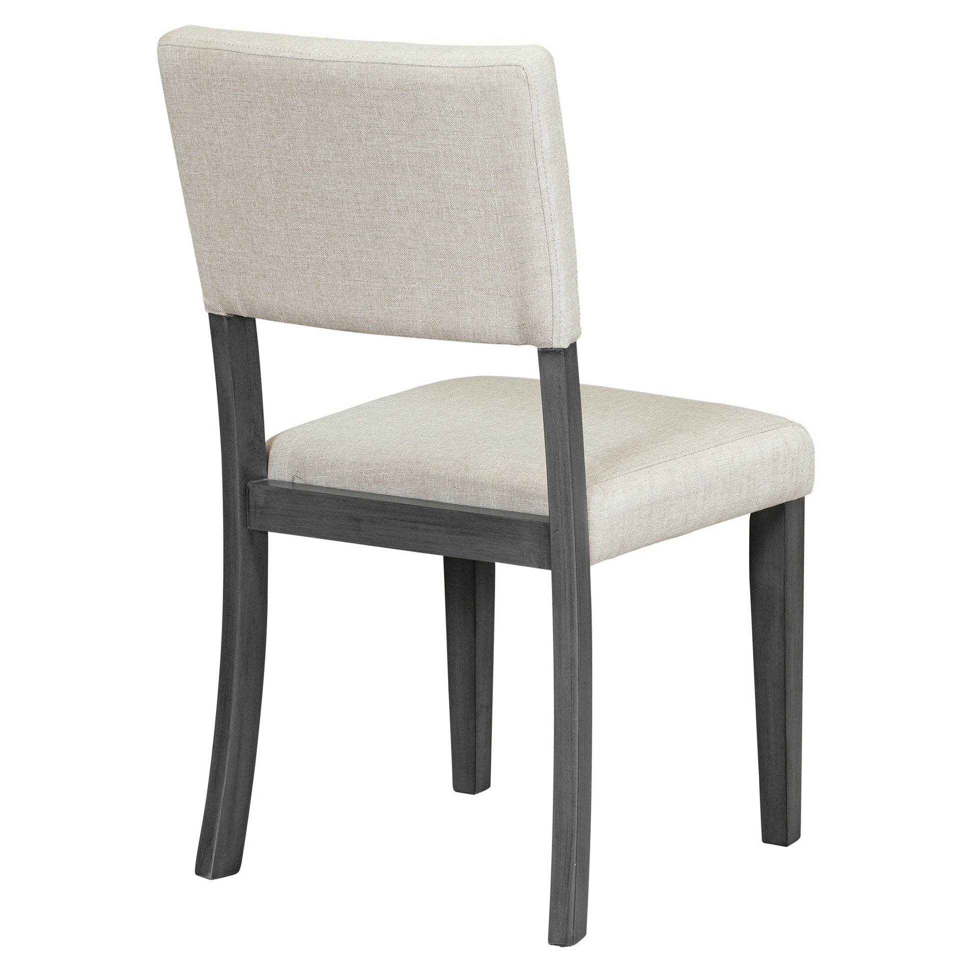 TREXM 5 - Piece Retro Round Dining Table Set with Curved Trestle Style Table Legs and 4 Upholstered Chairs for Dining Room (Dark Gray) - 1st Choice Furniture Direct