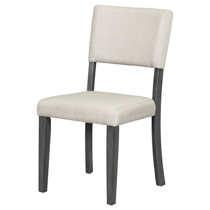 TREXM 5 - Piece Retro Round Dining Table Set with Curved Trestle Style Table Legs and 4 Upholstered Chairs for Dining Room (Dark Gray) - 1st Choice Furniture Direct