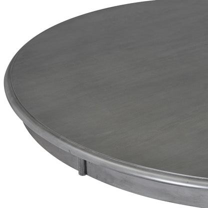 TREXM 5 - Piece Retro Round Dining Table Set with Curved Trestle Style Table Legs and 4 Upholstered Chairs for Dining Room (Dark Gray) - 1st Choice Furniture Direct