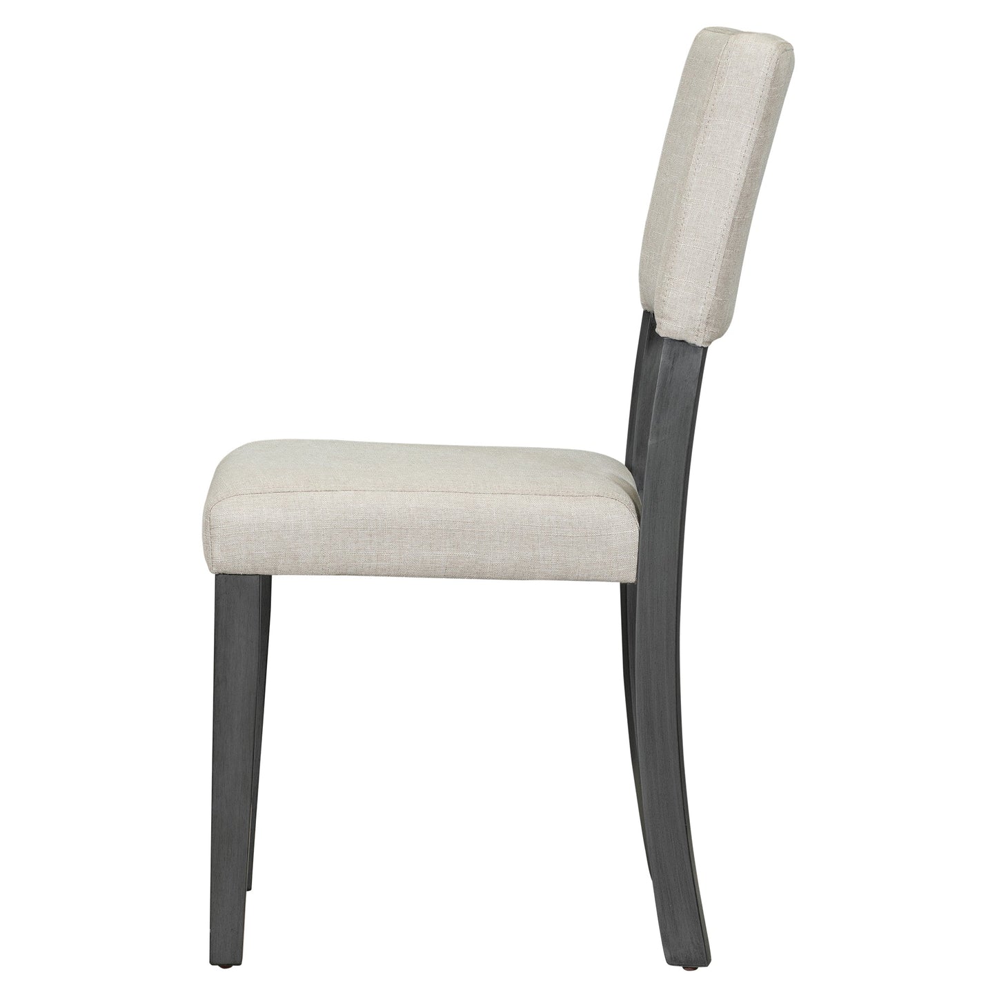 TREXM 5 - Piece Retro Round Dining Table Set with Curved Trestle Style Table Legs and 4 Upholstered Chairs for Dining Room (Dark Gray) - 1st Choice Furniture Direct