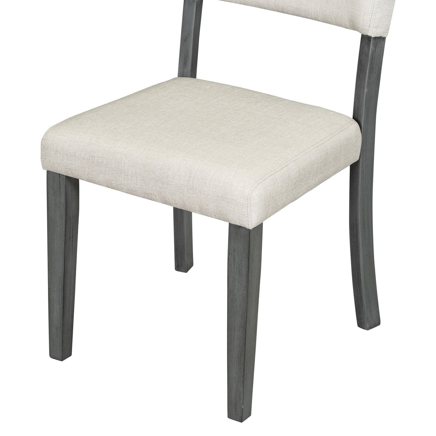 TREXM 5 - Piece Retro Round Dining Table Set with Curved Trestle Style Table Legs and 4 Upholstered Chairs for Dining Room (Dark Gray) - 1st Choice Furniture Direct