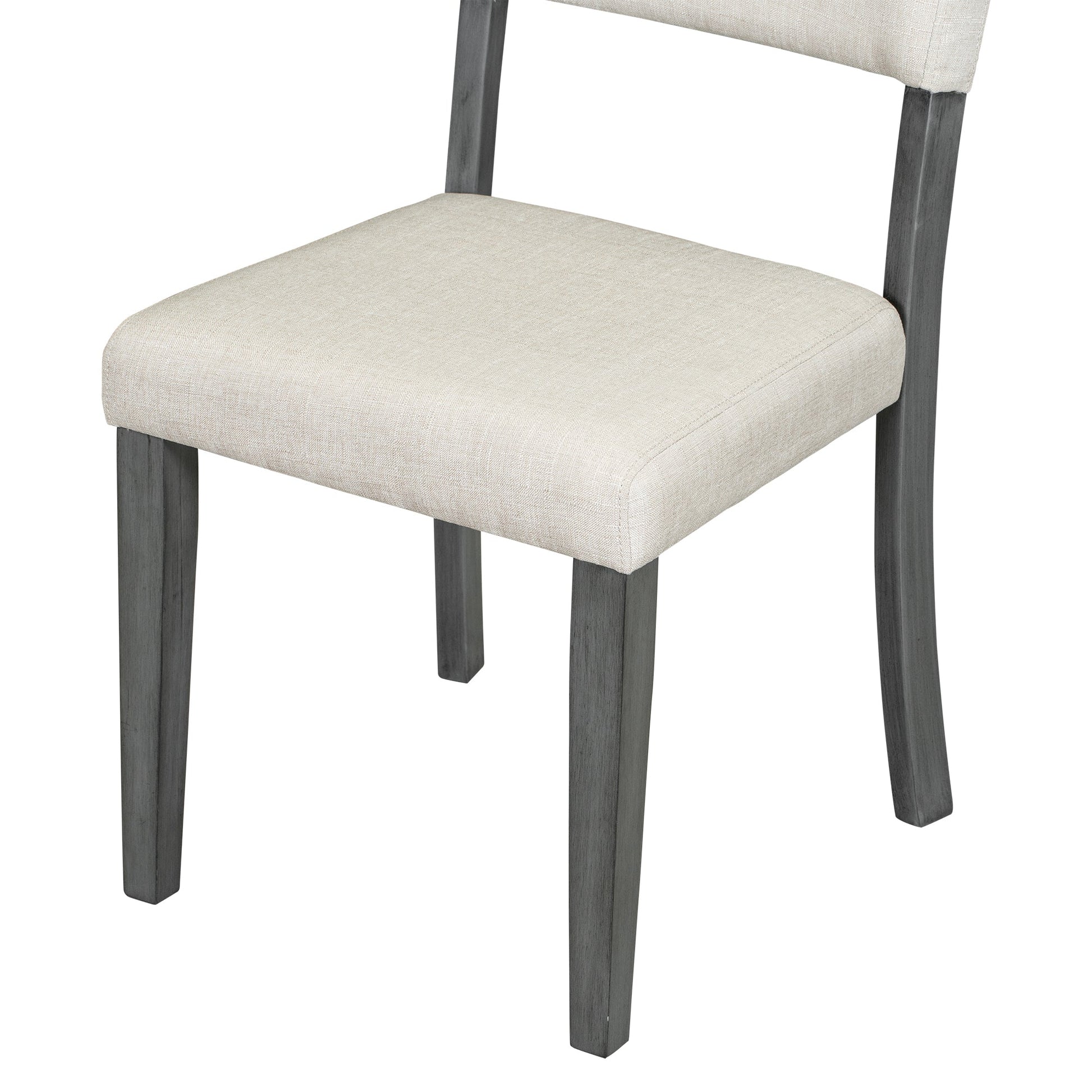 TREXM 5 - Piece Retro Round Dining Table Set with Curved Trestle Style Table Legs and 4 Upholstered Chairs for Dining Room (Dark Gray) - 1st Choice Furniture Direct