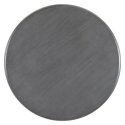 TREXM 5 - Piece Retro Round Dining Table Set with Curved Trestle Style Table Legs and 4 Upholstered Chairs for Dining Room (Dark Gray) - 1st Choice Furniture Direct