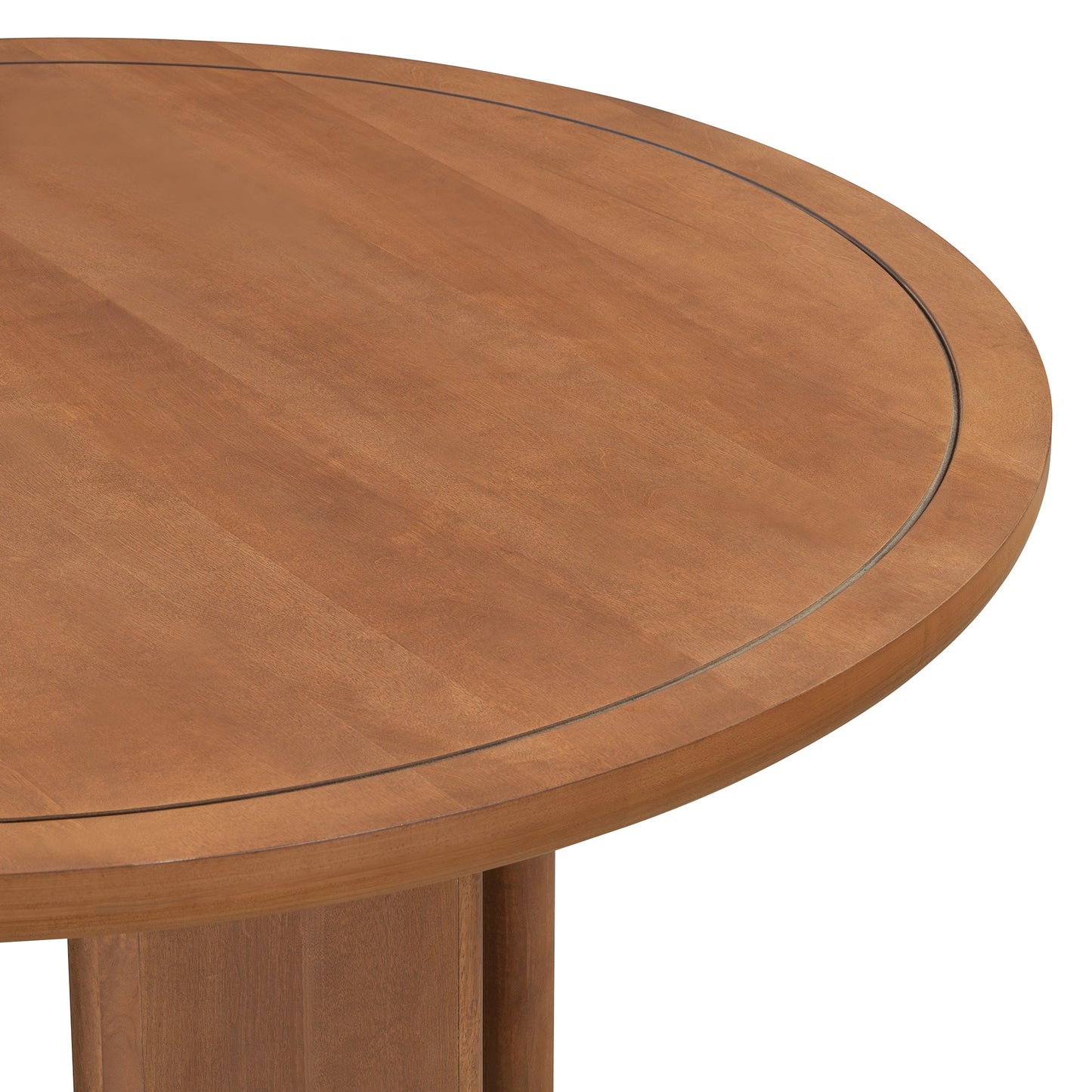 TREXM 5 - Piece Round Dining Table Set for 4, Minimalist Farmhouse Dining Table with 4 Solid Wood Upholstered Chairs, Kitchen & Dining Room Sets (Brown) - 1st Choice Furniture Direct