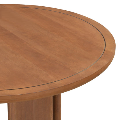 TREXM 5 - Piece Round Dining Table Set for 4, Minimalist Farmhouse Dining Table with 4 Solid Wood Upholstered Chairs, Kitchen & Dining Room Sets (Brown) - 1st Choice Furniture Direct