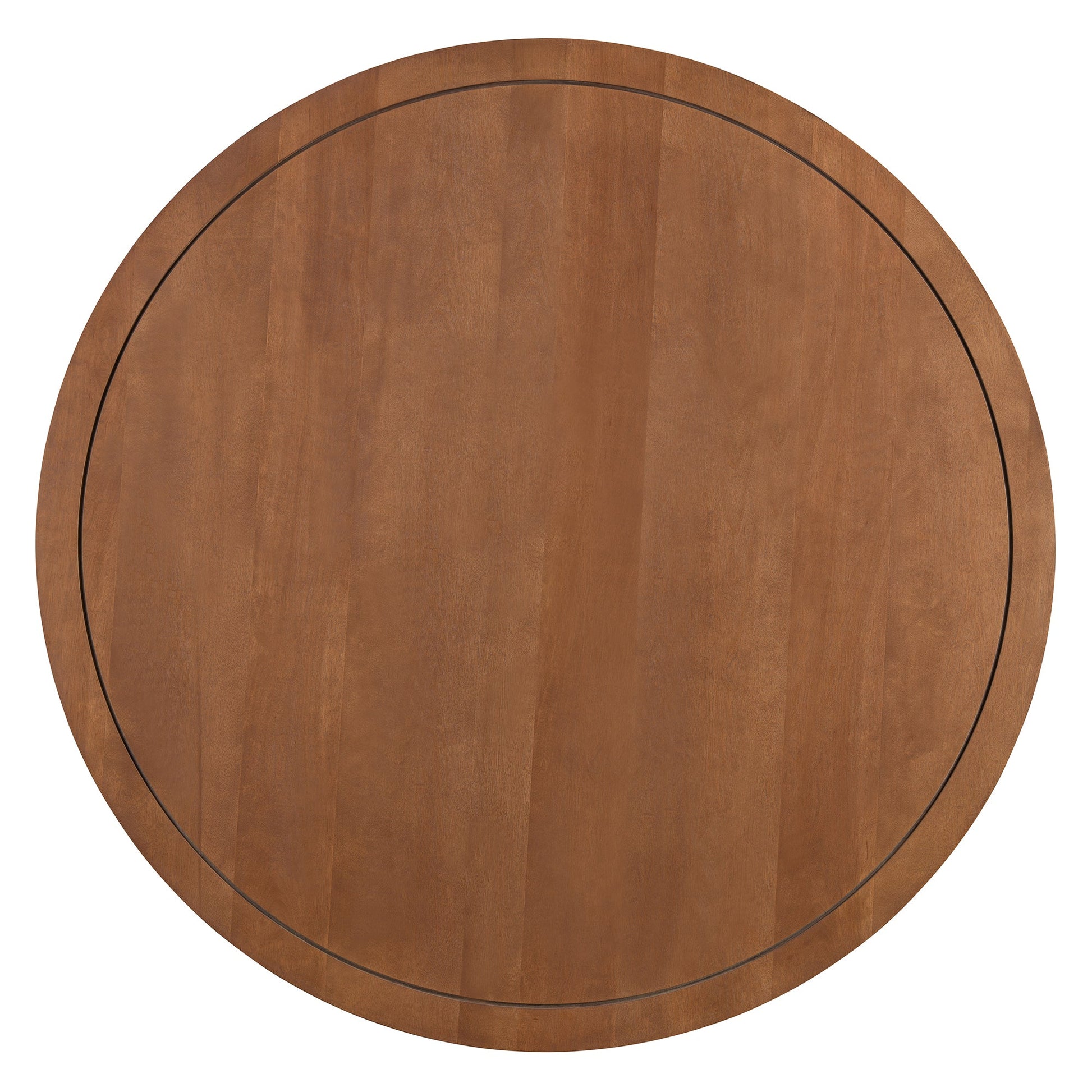 TREXM 5 - Piece Round Dining Table Set for 4, Minimalist Farmhouse Dining Table with 4 Solid Wood Upholstered Chairs, Kitchen & Dining Room Sets (Brown) - 1st Choice Furniture Direct