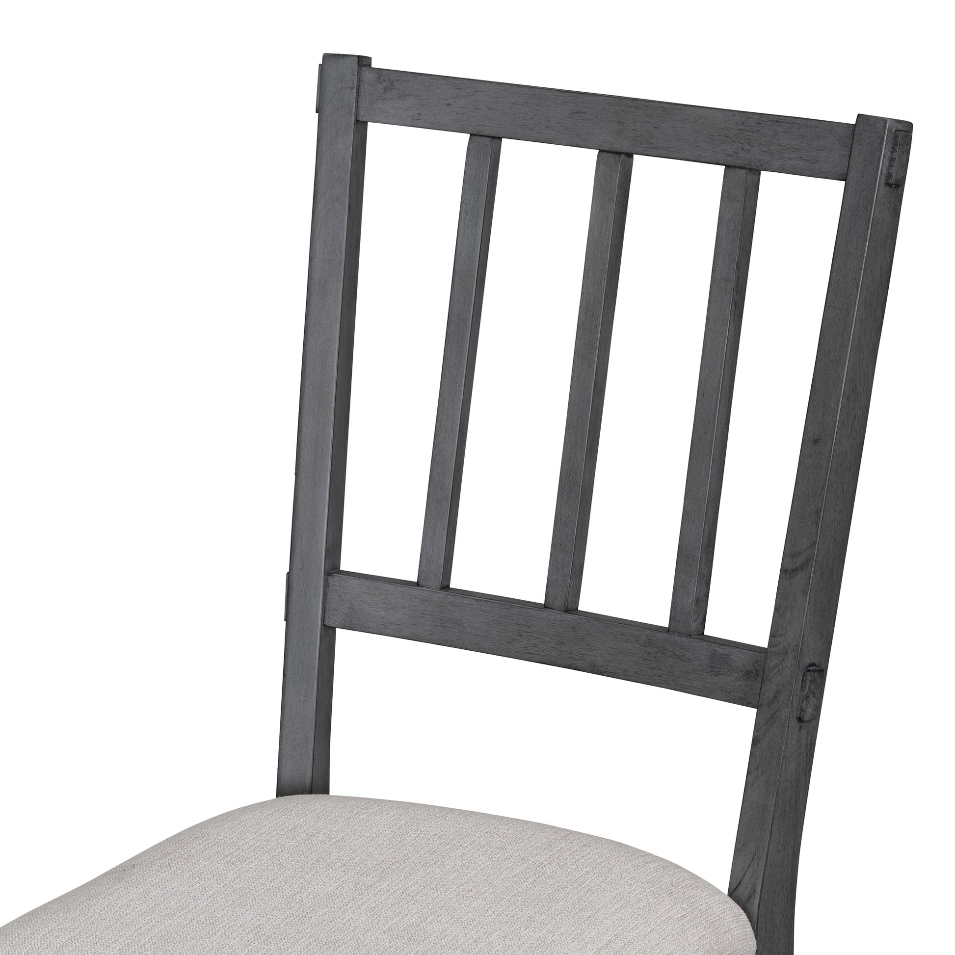 TREXM 5 - piece Rustic Charm Round Dining Set with 3 Upholstered Chairs and Curved Bench for Dining Room, Kitchen and Living Room (Gray) - 1st Choice Furniture Direct
