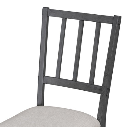 TREXM 5 - piece Rustic Charm Round Dining Set with 3 Upholstered Chairs and Curved Bench for Dining Room, Kitchen and Living Room (Gray) - 1st Choice Furniture Direct