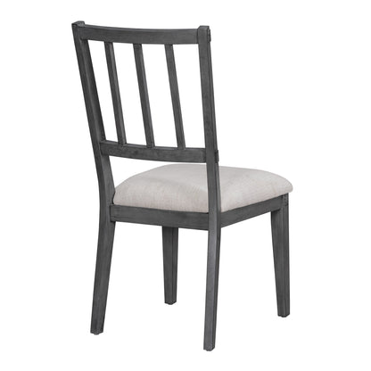 TREXM 5 - piece Rustic Charm Round Dining Set with 3 Upholstered Chairs and Curved Bench for Dining Room, Kitchen and Living Room (Gray) - 1st Choice Furniture Direct