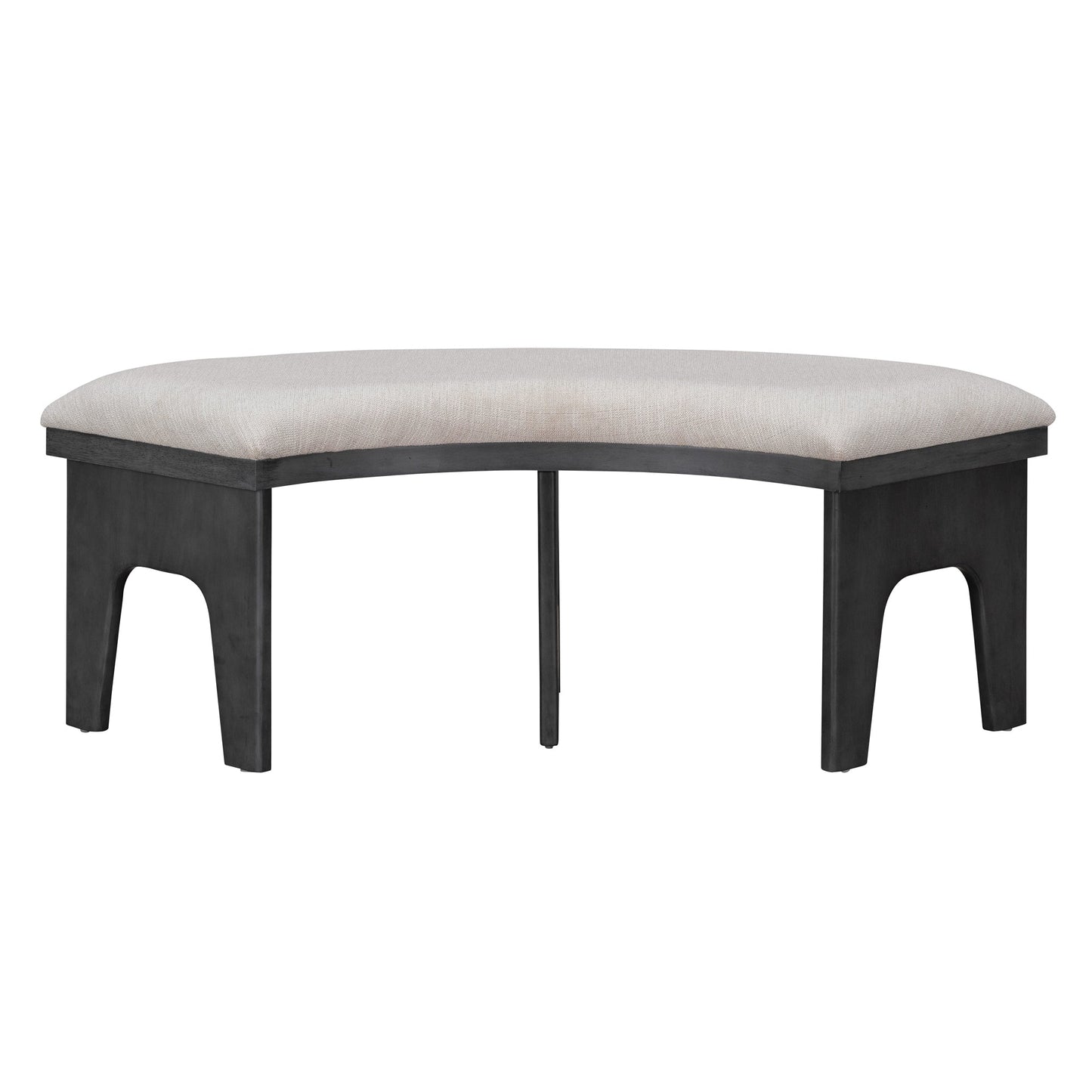 TREXM 5 - piece Rustic Charm Round Dining Set with 3 Upholstered Chairs and Curved Bench for Dining Room, Kitchen and Living Room (Gray) - 1st Choice Furniture Direct