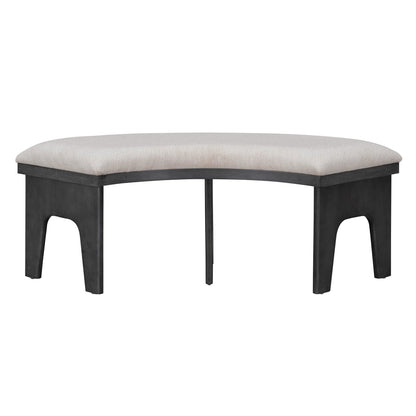 TREXM 5 - piece Rustic Charm Round Dining Set with 3 Upholstered Chairs and Curved Bench for Dining Room, Kitchen and Living Room (Gray) - 1st Choice Furniture Direct