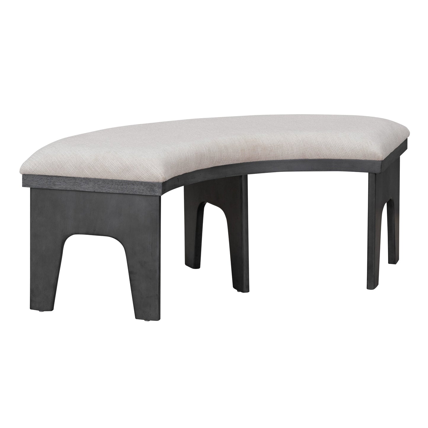 TREXM 5 - piece Rustic Charm Round Dining Set with 3 Upholstered Chairs and Curved Bench for Dining Room, Kitchen and Living Room (Gray) - 1st Choice Furniture Direct