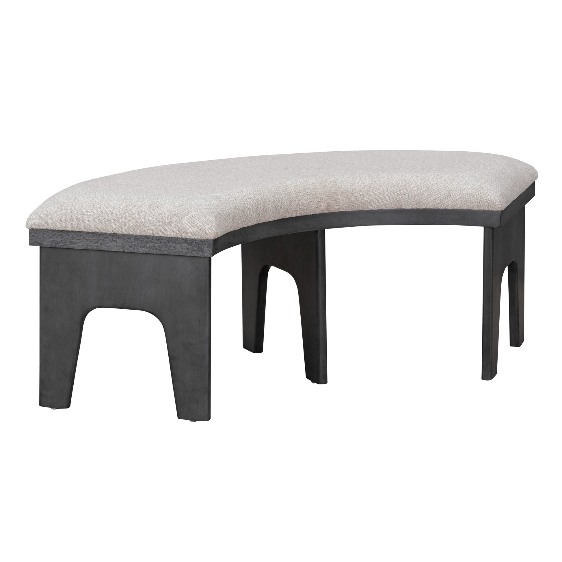 TREXM 5 - piece Rustic Charm Round Dining Set with 3 Upholstered Chairs and Curved Bench for Dining Room, Kitchen and Living Room (Gray) - 1st Choice Furniture Direct