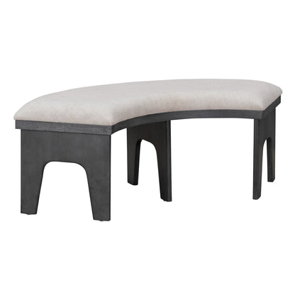 TREXM 5 - piece Rustic Charm Round Dining Set with 3 Upholstered Chairs and Curved Bench for Dining Room, Kitchen and Living Room (Gray) - 1st Choice Furniture Direct