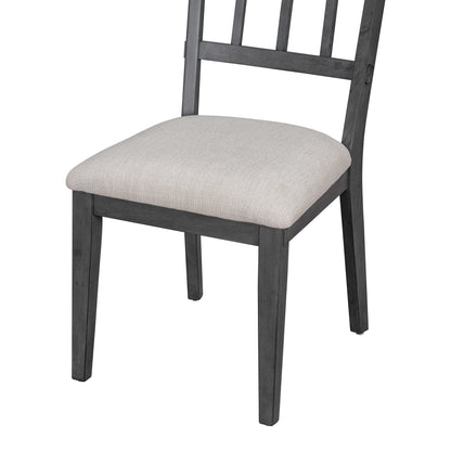 TREXM 5 - piece Rustic Charm Round Dining Set with 3 Upholstered Chairs and Curved Bench for Dining Room, Kitchen and Living Room (Gray) - 1st Choice Furniture Direct