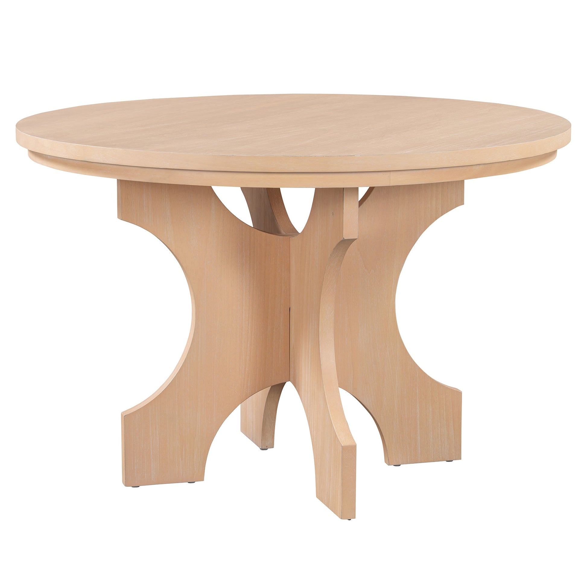 TREXM 5 - piece Rustic Charm Round Dining Set with 3 Upholstered Chairs and Curved Bench for Dining Room, Kitchen and Living Room (Natural) - 1st Choice Furniture Direct