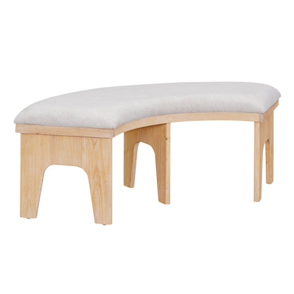 TREXM 5 - piece Rustic Charm Round Dining Set with 3 Upholstered Chairs and Curved Bench for Dining Room, Kitchen and Living Room (Natural) - 1st Choice Furniture Direct