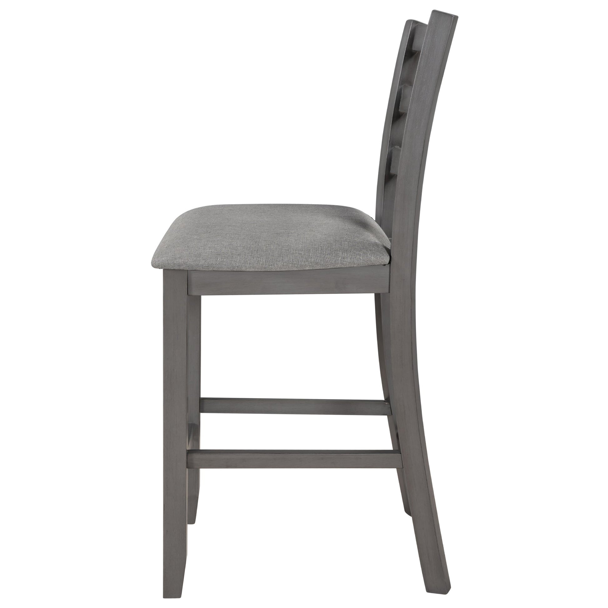 TREXM 5 - Piece Wooden Counter Height Dining Set with Padded Chairs, Storage Shelving, Gray Finish - 1st Choice Furniture Direct