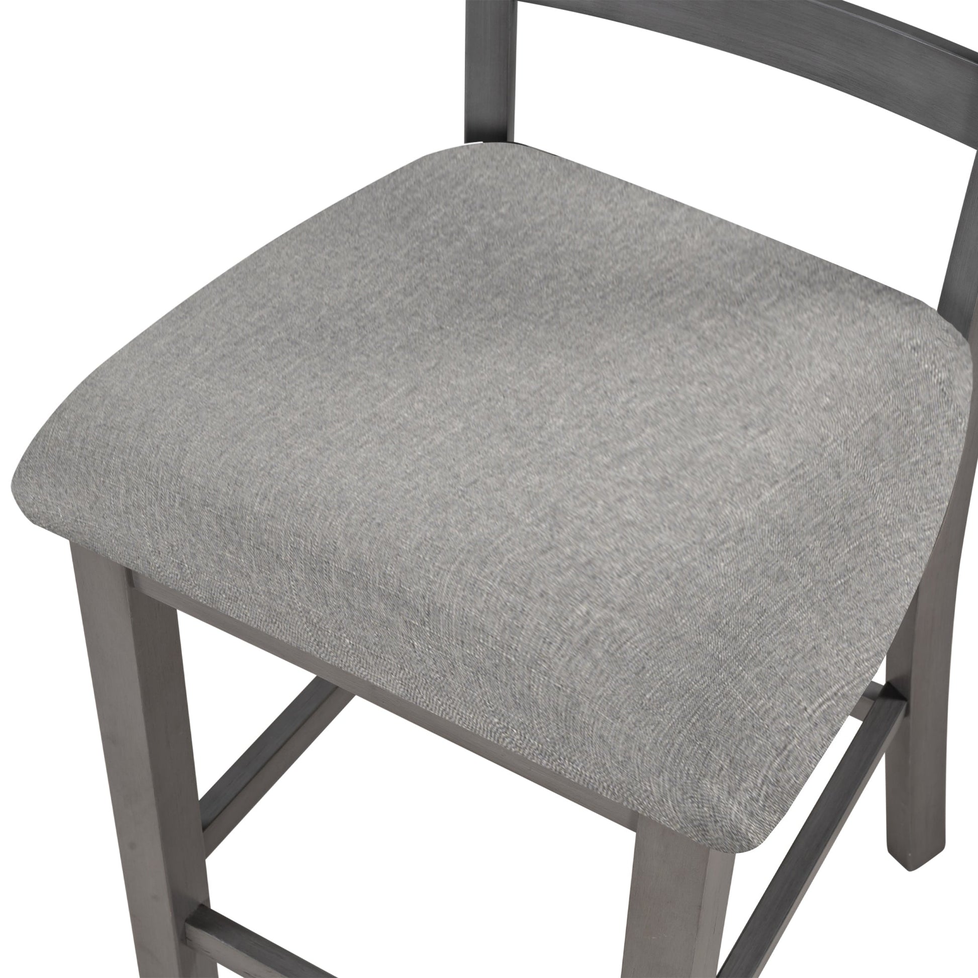 TREXM 5 - Piece Wooden Counter Height Dining Set with Padded Chairs, Storage Shelving, Gray Finish - 1st Choice Furniture Direct