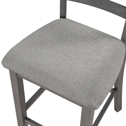 TREXM 5 - Piece Wooden Counter Height Dining Set with Padded Chairs, Storage Shelving, Gray Finish - 1st Choice Furniture Direct