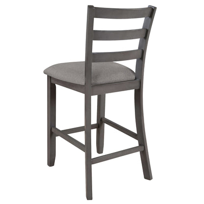 TREXM 5 - Piece Wooden Counter Height Dining Set with Padded Chairs, Storage Shelving, Gray Finish - 1st Choice Furniture Direct