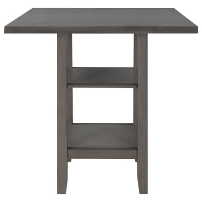 TREXM 5 - Piece Wooden Counter Height Dining Set with Padded Chairs, Storage Shelving, Gray Finish - 1st Choice Furniture Direct