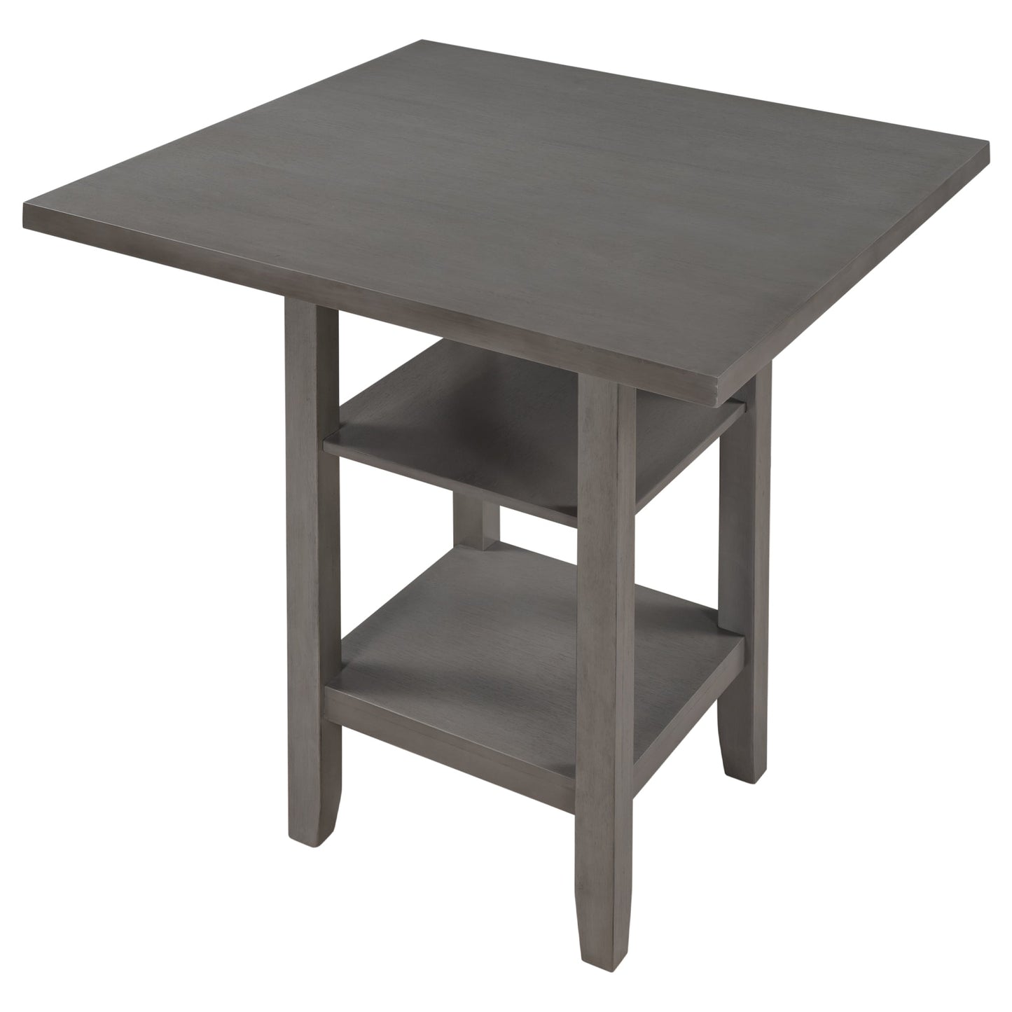TREXM 5 - Piece Wooden Counter Height Dining Set with Padded Chairs, Storage Shelving, Gray Finish - 1st Choice Furniture Direct